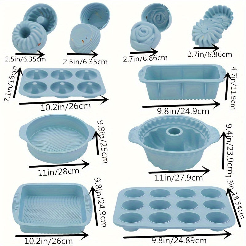 30-piece Silicone Baking Pan Set for Cakes, Cheesecakes, Donuts & More - Non-Stick, Heat-Resistant, Food Grade Kitchen Essentials