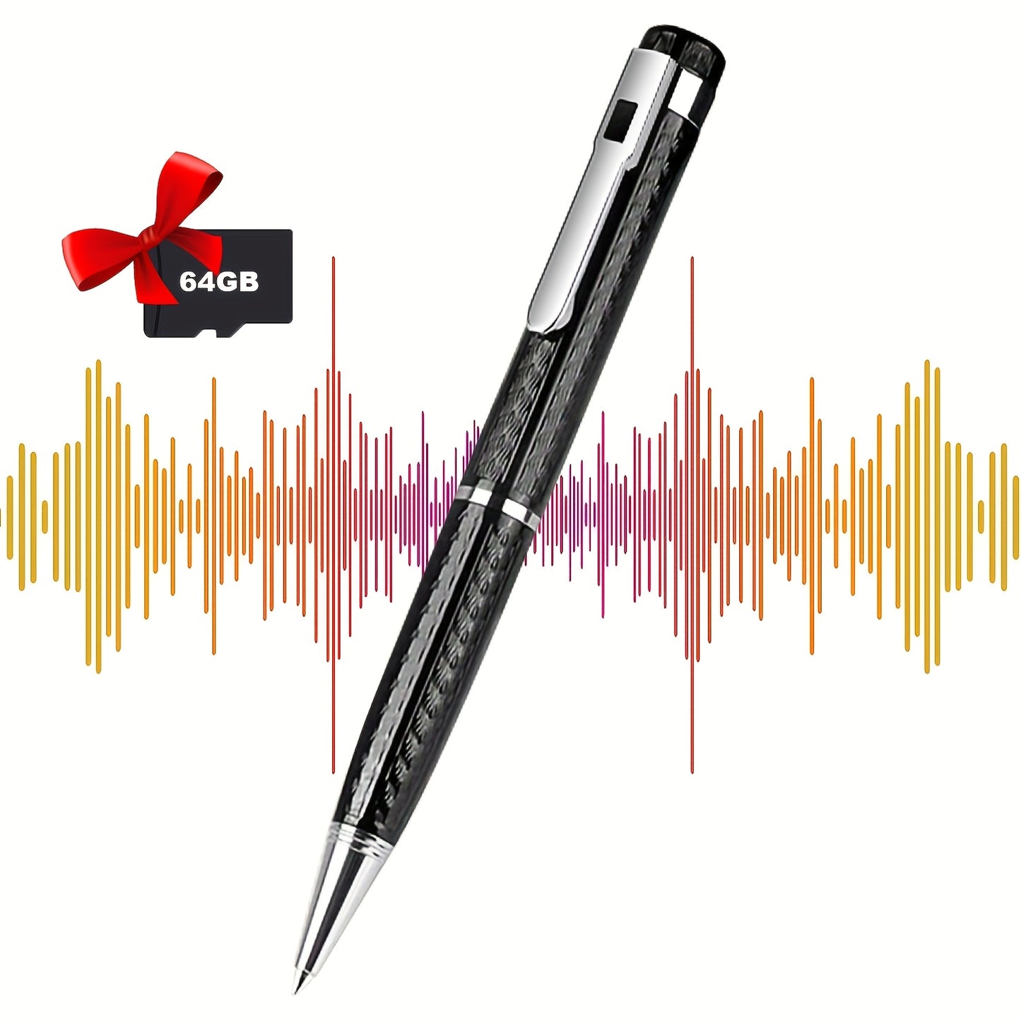 1pc Digital Voice Recorder with 64GB or 32GB storage, noise reduction, rechargeable, voice activated, and portable for lectures, meetings, interviews, and concerts.