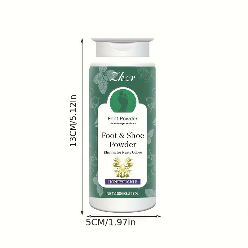 Honeysuckle foot & shoe deodorizer powder, alcohol-free, glycerin infused, hyaluronic acid enriched, odor eliminator for winter and autumn