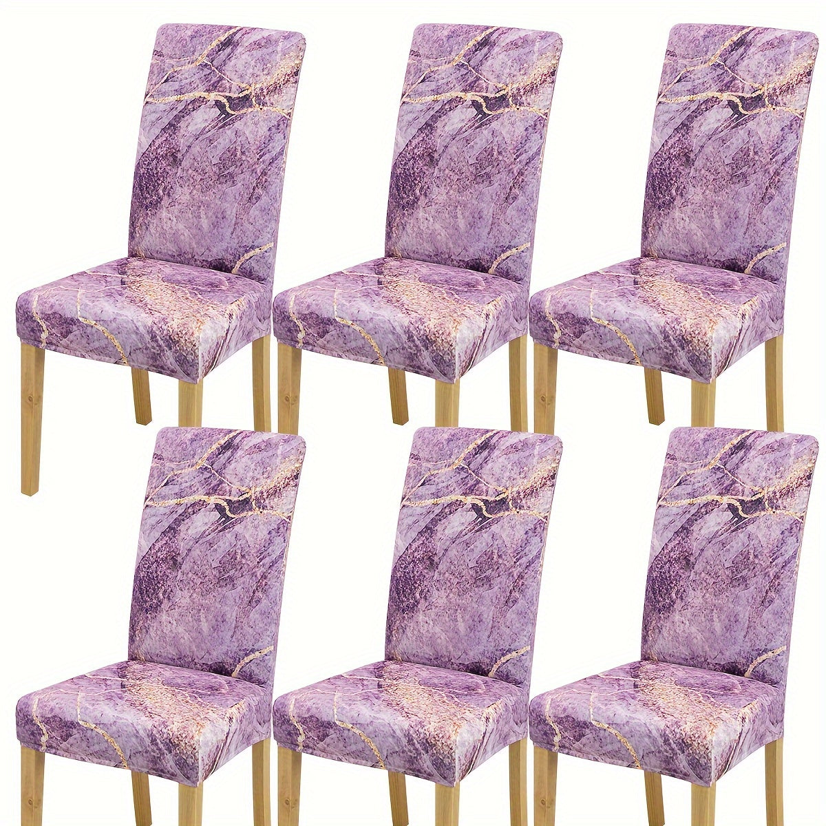 4-6 Milk Chair Slipcovers with Marble Texture Print, Elastic, for Dining Room, Restaurant, Kitchen, Home Decor.