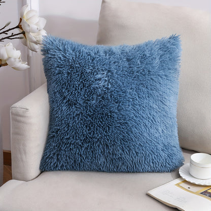 Luxurious 40.64x40.64 cm Fluffy Throw Pillow Cover with Zip Closure - Soft, Fuzzy Square Case for Sofa & Bedroom Decor, Hand Wash Only, Modern Home Decor. Pillow insert not included.