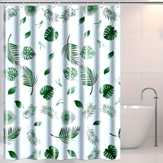 Durable tropical floral waterproof shower curtain with hooks, liner, and easy-clean design, ideal for Christmas decor.