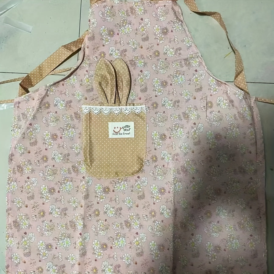 Stylish Floral Kitchen Apron - Stain and Water-Resistant, Long-Lasting Polyester Cooking Apron for Grown-Ups, Ideal for Home and Professional Kitchens