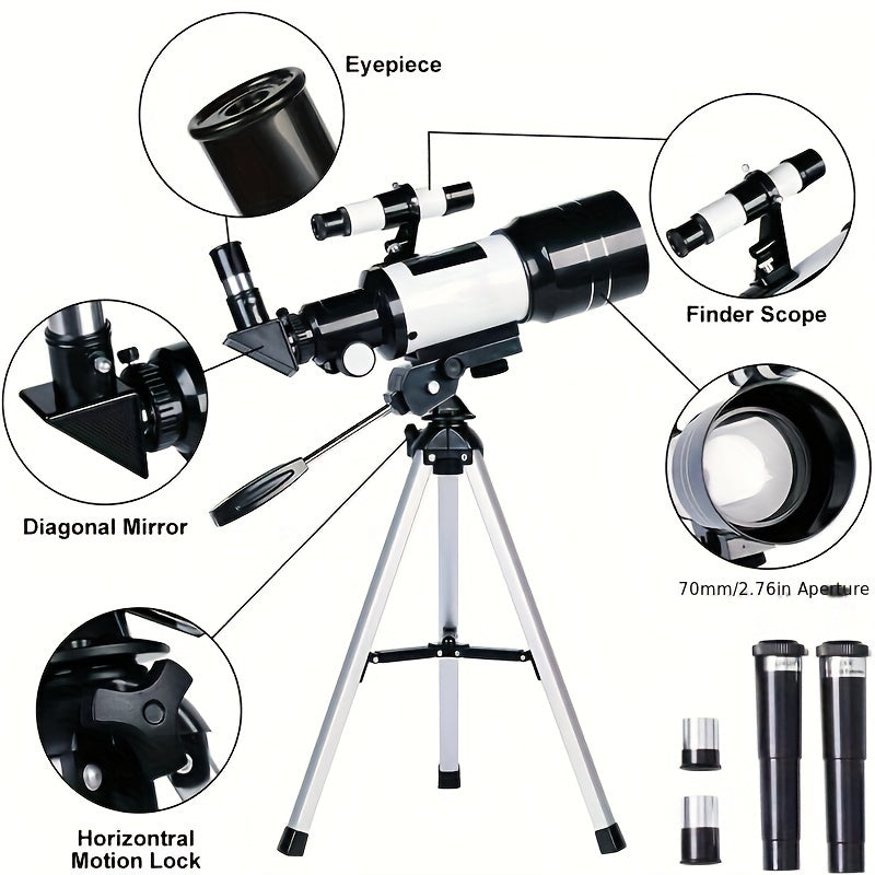 75x zoom professional telescope with tripod and smartphone adapter - great for stargazing, moon viewing, and photography - perfect gift for all ages.