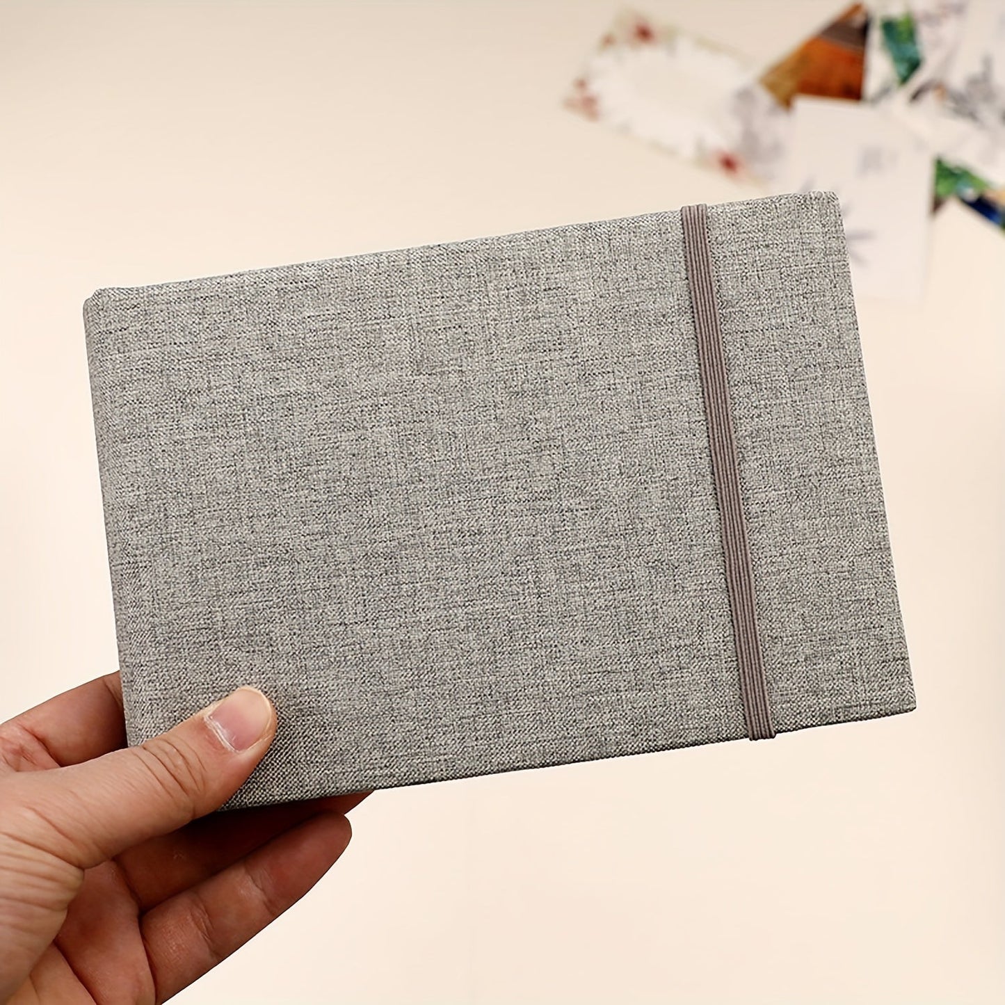 A creative photo album with 100 pockets, measuring 15.24 cm, tied with a rope. Perfect for family, couples, and studio souvenirs, and makes a great gift for the autumn festival, Thanksgiving, and holiday season.