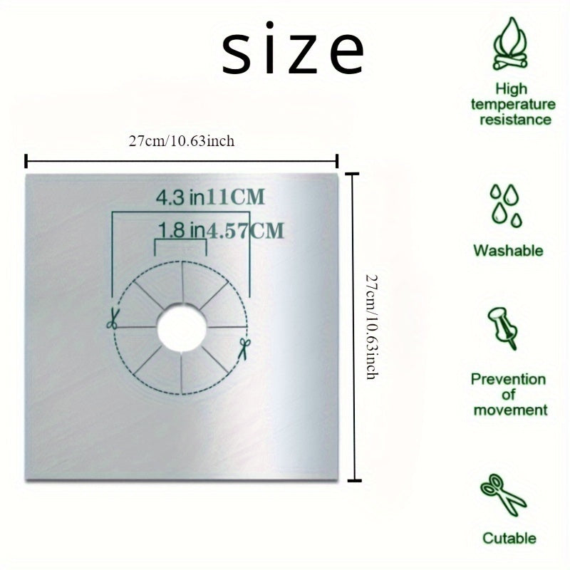 Набор защитных подкладок для поверхности плиты из 4 штук: прочные защитные экраны для газовой плиты, устойчивые к маслу, предотвращают пятна, выдерживают высокие температуры, с антипригарной поверхностью, легко моются и повторно используются.