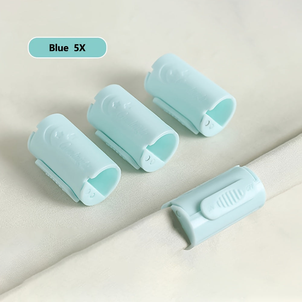 A versatile 5X Multi-functional needle-free clip designed for securing bed sheets, kitchen snack bags, and various items. This clip can also be used to organize data cables, towels, and hold bed sheets in place without the use of needles, ensuring no