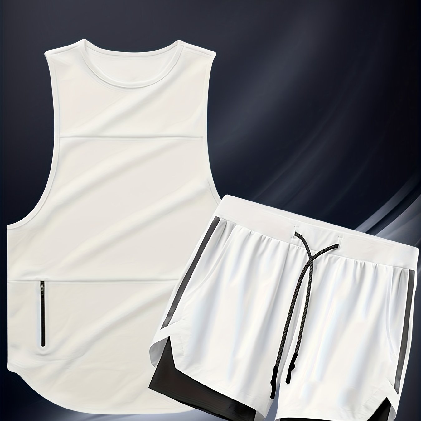 Men's casual sports suit includes vest and five-point pants for running and fitness