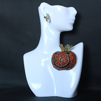 Unique Devil Smiling Pumpkin Brooch in Chic Punk Style, adorned with Sparkling Rhinestones - Crafted from Zinc Alloy, perfect for Fashion Accessories