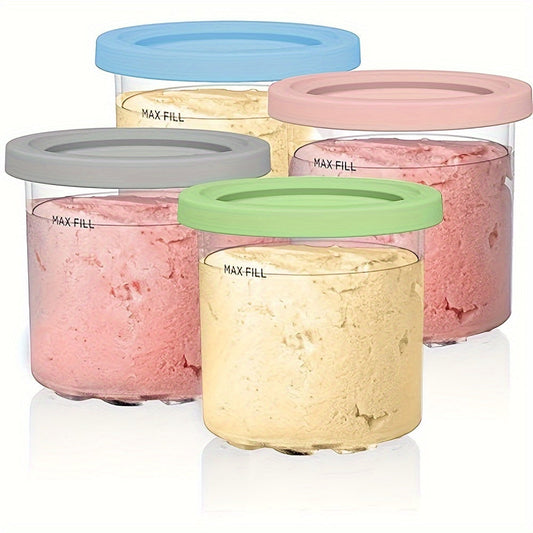 16oz Ninja Pint Food Storage Containers with Lids are made of BPA-free plastic and are dishwasher safe. These leak-proof, multipurpose cylindrical flip top containers come in a set with compatible lids for the NC301, NC300, NC299AMZ, and NC290 Ice Maker