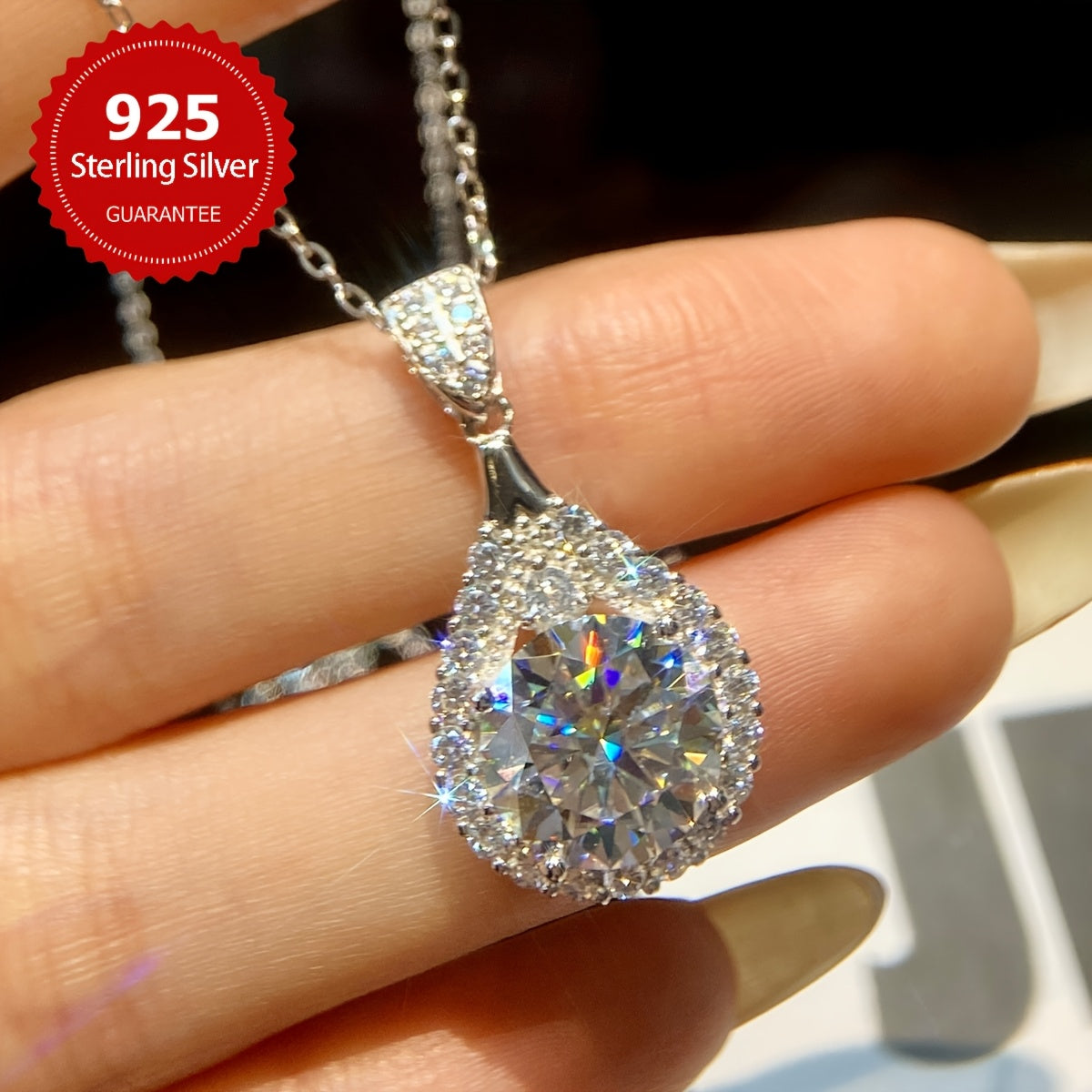 This luxurious 5CT Moissanite Necklace is set in 925 Sterling Silver and is perfect as a Promise Necklace, Wedding Necklace, or Valentine's Day gift. This Noble Luxury Lady Bridal Jewelry is the best gift for your loved one. Featuring a stunning 5 Carat