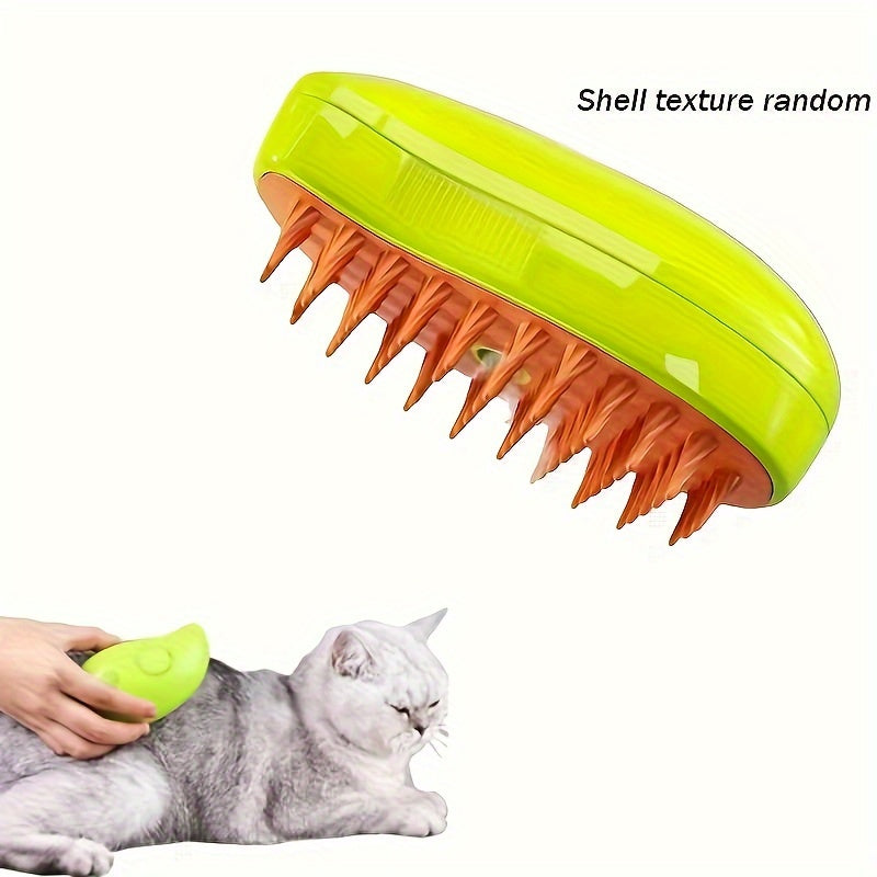 1 Pack USB-Powered Steam Pet Brush for Cats and Dogs, Multifunctional Grooming Comb with Spray, Deshedding Tool for Indoor/Outdoor/Bathroom Use - Banana and Mango Inspired