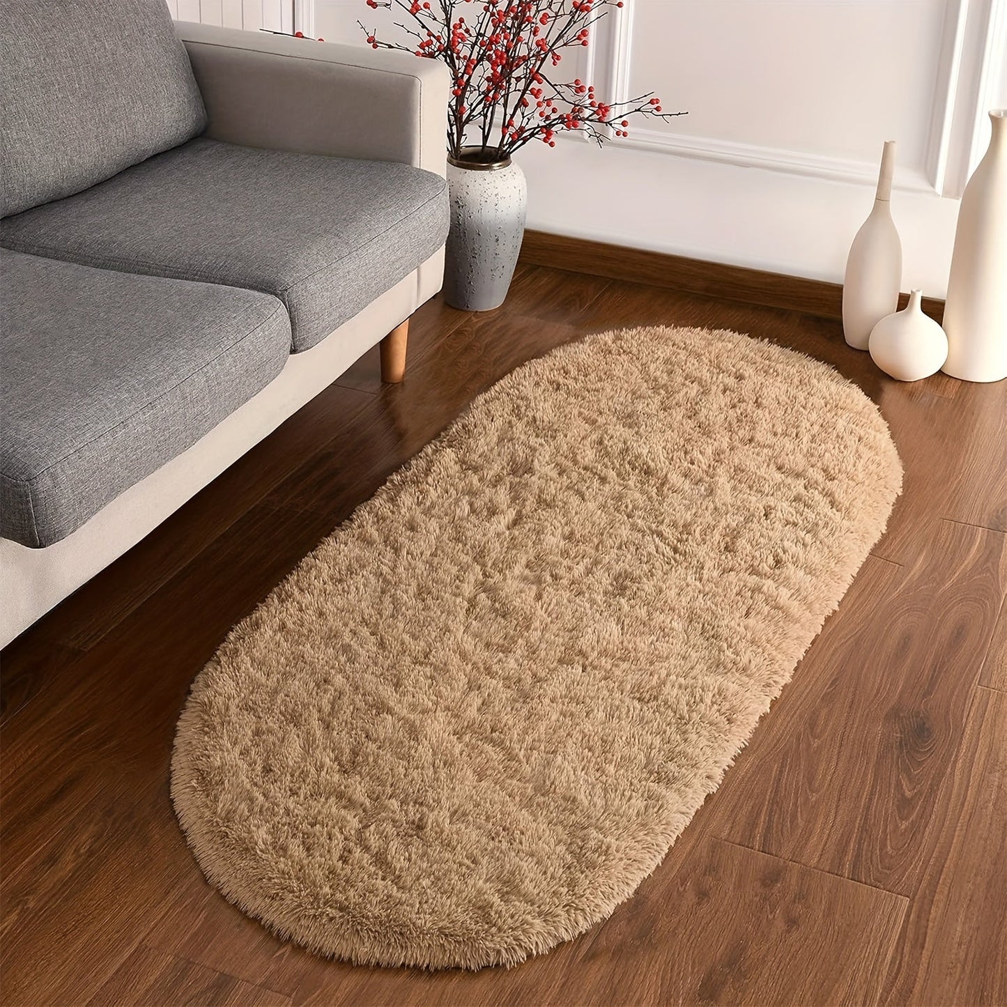 Soft and fluffy shag area rug suitable for living room or bedroom, non-slip and machine washable for convenient maintenance. Elevate your home decor with this luxurious floor carpet.