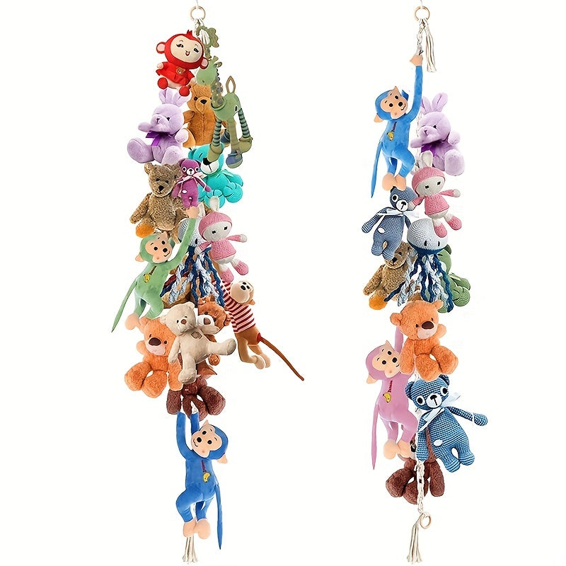 This 1pc bohemian toy chain organizer comes equipped with 20 metal clips and is a powerful toy storage hanging chain perfect for hanging plush toys, hats, socks, and holiday cards. Ideal for keeping your stuffed animals neatly organized.