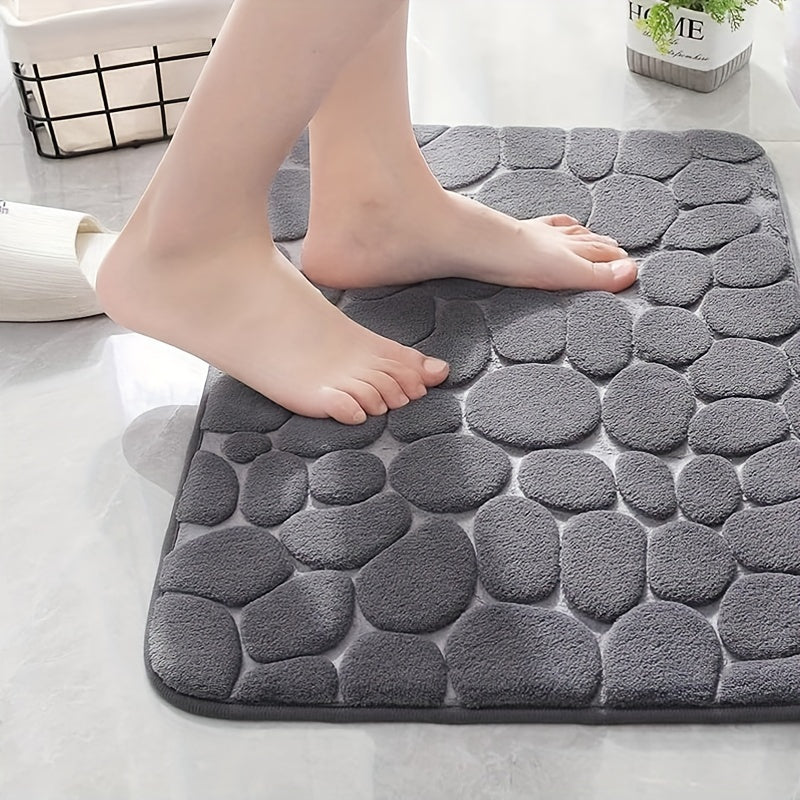 1 pc Pebble Pattern Floor Mat, Absorbent & Quick-drying, Non-slip & Super Soft Entry Rug for Bathroom, Bedroom, Kitchen, Living Room - Ideal Home Decor and Bathroom Supplies.