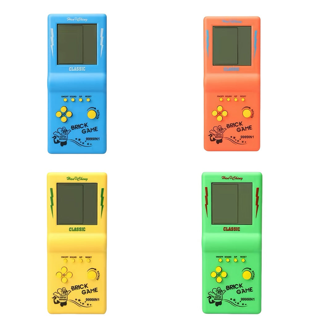 1pc Retro Electronic Brick Game Handheld Console for Kids, Educational Toy for Ages 3-6, Available in Blue, Green, Orange, Yellow