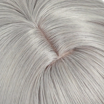 Cosplay-ready gray wig with stylish bangs - Ideal for parties and special occasions in the latest synthetic fashion trends.