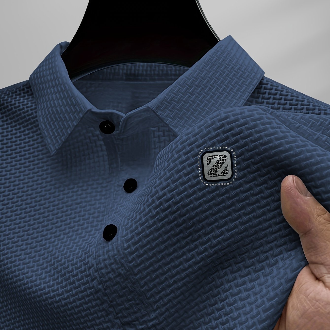 Men's casual golf shirts for big and tall sizes, featuring breathable nylon knit fabric, alphabet print design, perfect for summer.