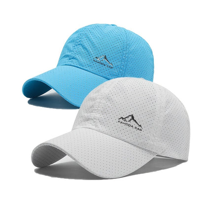 2-Pack Unisex Quick-Dry Polyester Baseball Caps with Snow Mountain Logo for Outdoor Sports.