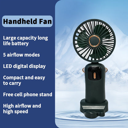 [1 Piece Portable Folding Mini Fan] Stay cool wherever you go with the JKUOO Portable Folding Mini Fan. This USB rechargeable fan features an LED display, quiet operation, and durable plastic construction. With button control and a lithium battery, it's