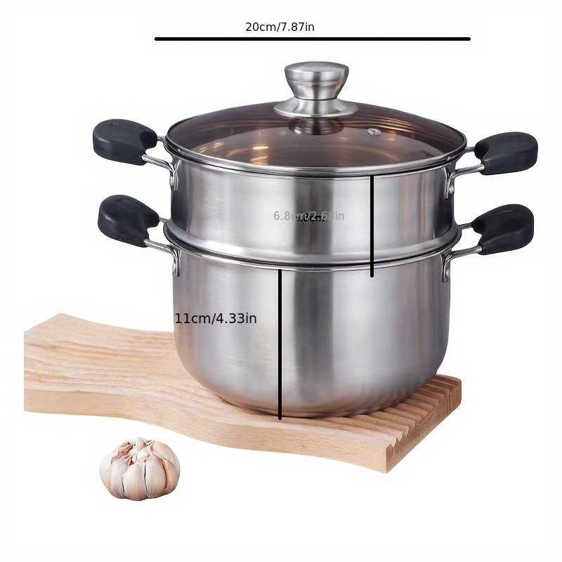 Versatile Stainless Steel Stockpot with Steamer Insert - Ideal for Soups, Stews, Breads, and Seafood - Long-lasting and Suitable for Induction and Gas Stoves in Home and Restaurant Kitchens