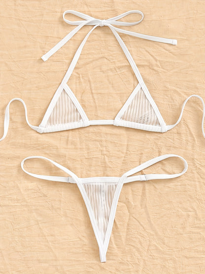 Sexy lingerie set for European and American women, including bra, panties, and see-through design.