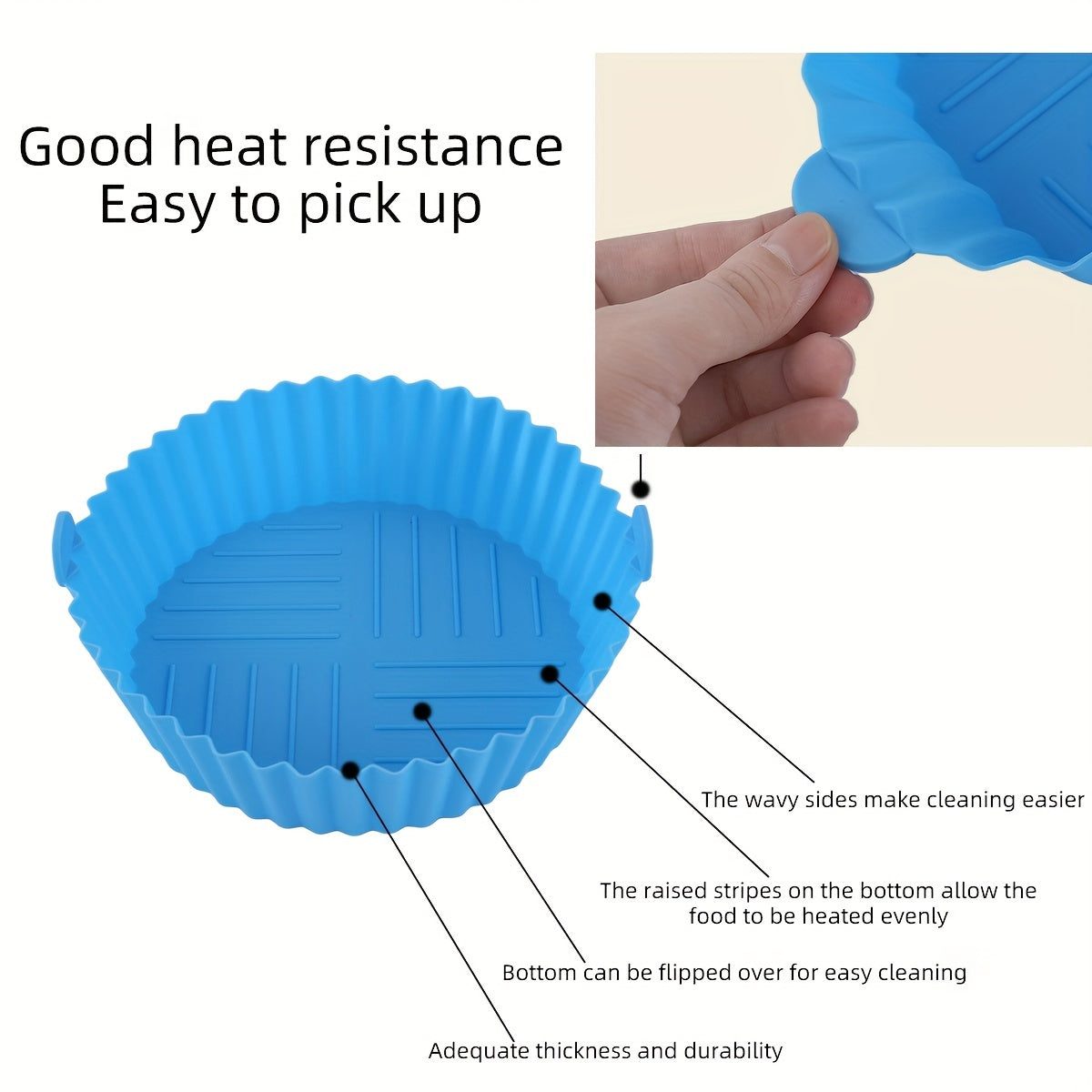 A set of 6 silicone air fryer liners, perfect for healthy cooking. These round, reusable, and easy-to-clean baking mats make cooking a breeze.