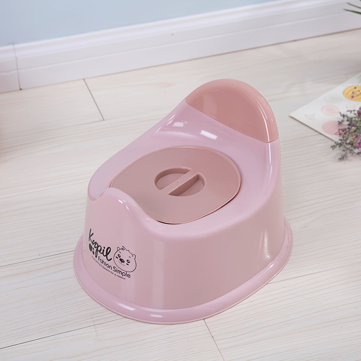 Kids' Bear Design Potty Training Toilet - Durable PP Material, For Kids Under 3 Years - Pink/Purple/Blue, Potty Training Seat