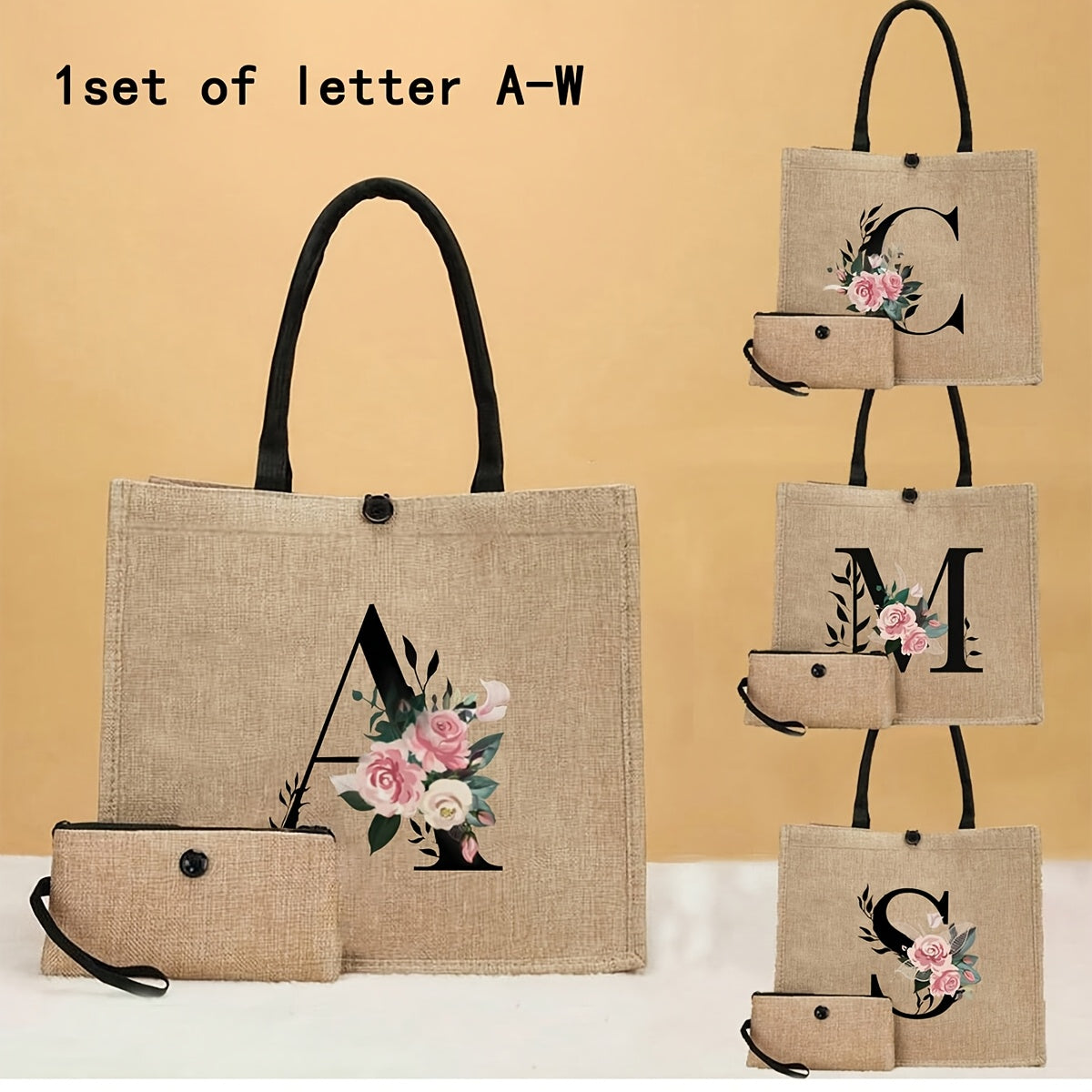 New design linen handbag with large capacity for multiple uses: travel makeup, teacher tote, shopping bag. Perfect gift for women and teachers. Ideal choice for casual storage and shopping.