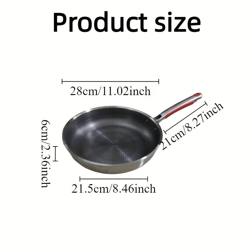 Stainless Steel Skillet Set - 2 Pieces, Non-Stick Honeycomb Frying Pans with Stainless Steel Handles, Hand Wash Only, Dual-Sided Pan for Cooking Eggs and Steak