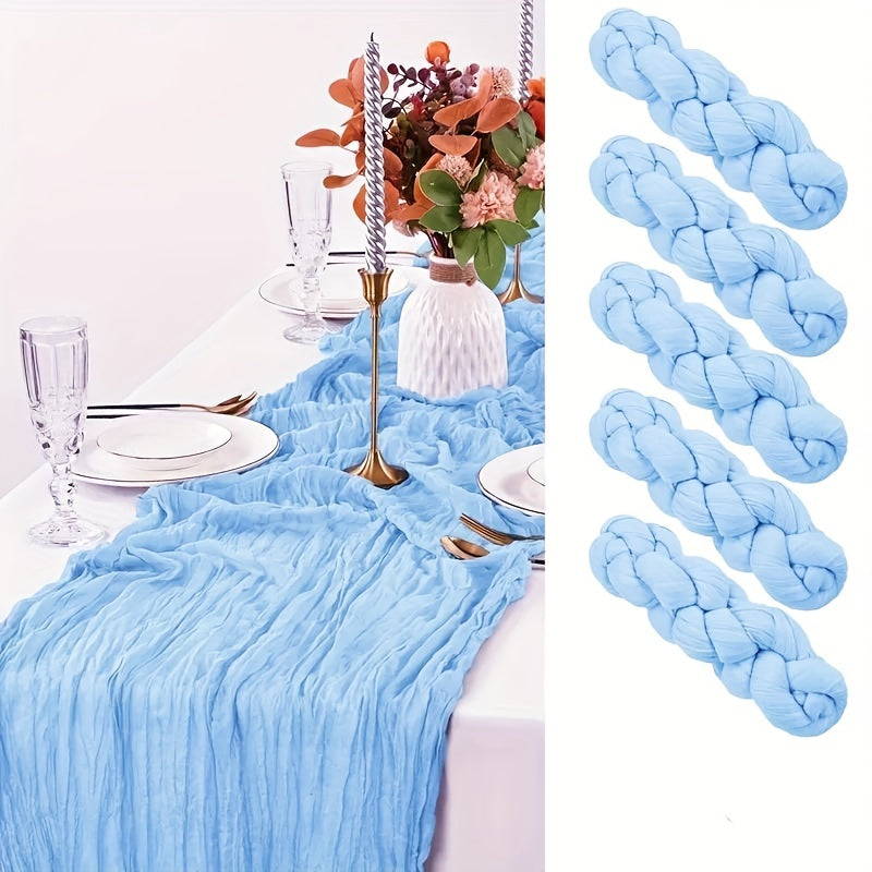 Set of 5 handmade polyester table runners, ideal for weddings and special events