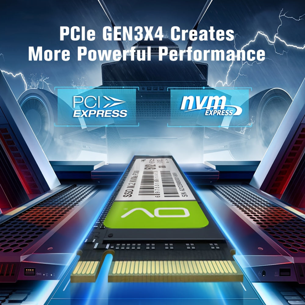 OV PCle 3.0x4 NVMe M.2 2280 SSD with 3500MB/s reading speed, SLC Cache 3D NAND TLC, available in 256GB, 512GB, and 1TB for PC, desktop, and laptop storage.