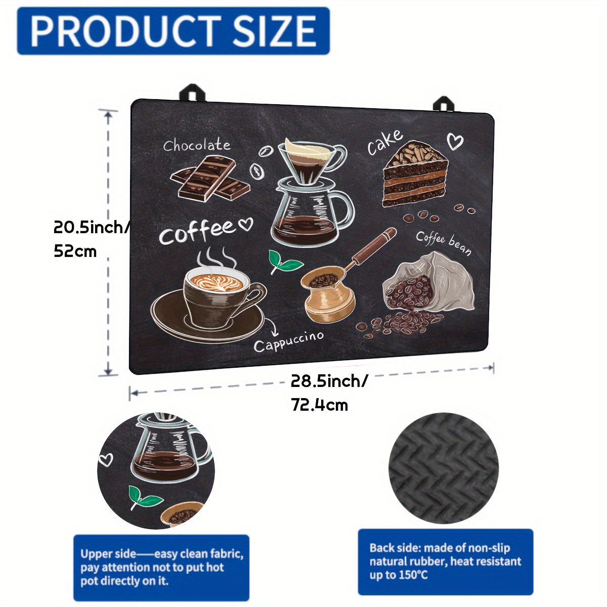 Protect your kitchen stove top with this multifunctional cover measuring 72.39x52.07cm. Made of heat-resistant and scratch-proof natural rubber, this cover is designed for electric and glass cooktops. It is dishwasher safe and comes with an anti-scratch