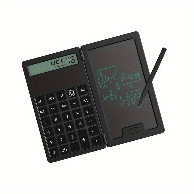 12-digit LCD scientific calculator with foldable design, stylus, and battery power. Ideal for students, teachers, and engineers. Features arithmetic functions.