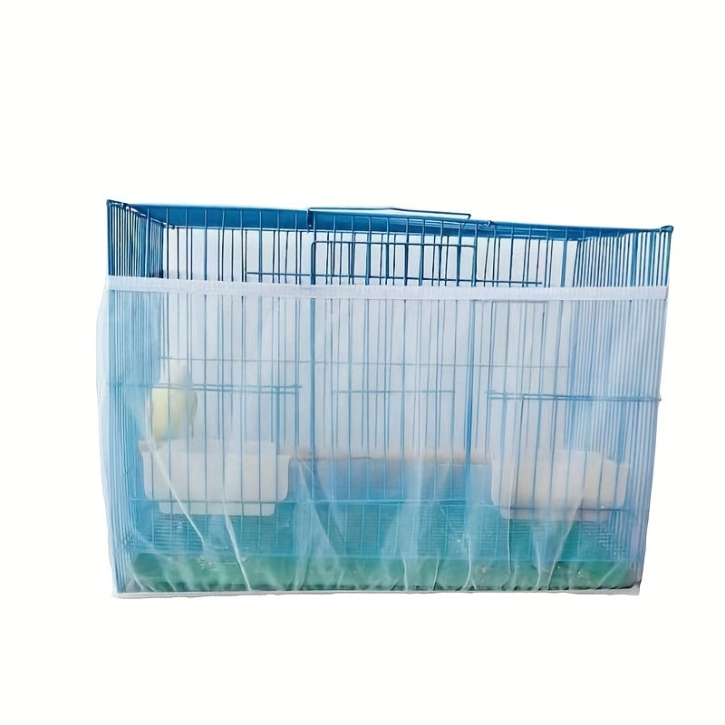 Mesh net cover keeps parrot cages clean and tidy.