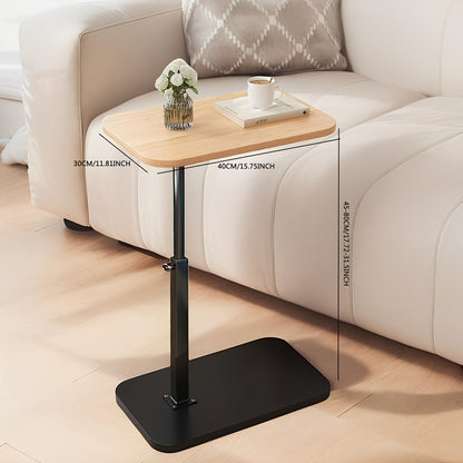 Stylish C-Shaped Side Table with Adjustable Height - Swivels 360°, Perfect for Sofa/Bed/Bathtub - Sturdy Metal & Hardwood Build, Convenient Slide-Under Design