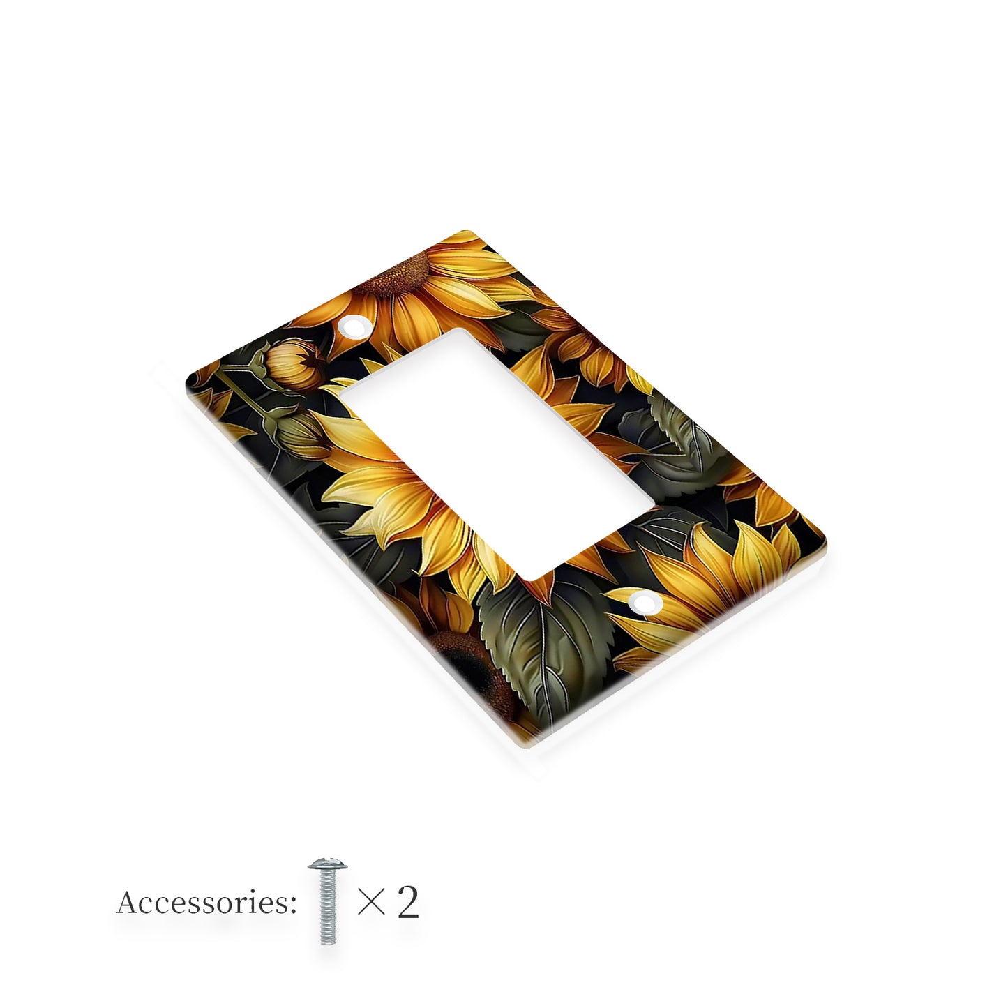 1 pc Unbreakable Polycarbonate Thermoplastic Print Art Plates with Sunflower Design, 1 Gang/2 Gang, Ideal for Switch Cover, Indoor/Outdoor Use in Bedroom or Kitchen.