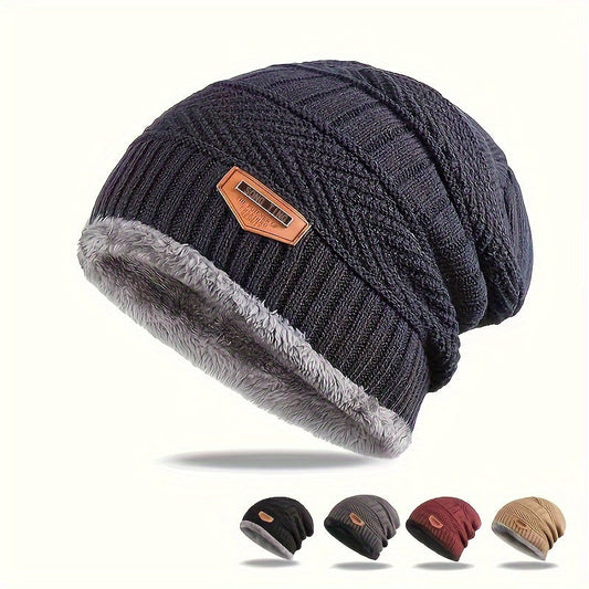 Stay warm with this stylish 1pc Plus Velvet Men's Beanie Hat, featuring thickened ear protection for outdoor cycling in the autumn and winter months. Perfect for gift-giving, this knitted hat is an ideal choice and is suitable for all, especially those