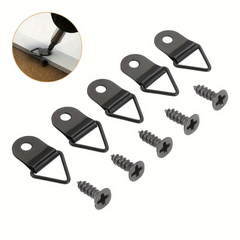 30/80pcs golden triangular frame hooks with screws for wall mounting, modern style, easy to install, for picture frames and art display hardware.