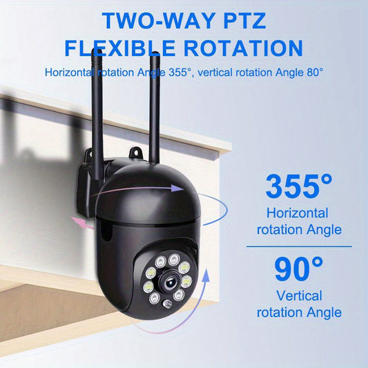 1-Pack 3MP Simsiz Xavfsizlik Kamerasi WiFi, Harakatni Aniqlash, Ikki Tomonlama Ovozni, Rangli Tungi Ko'rinish, PTZ, Video Monitoring, USB Quvvatlanishi, ≤36V Volt, Batareyasiz.