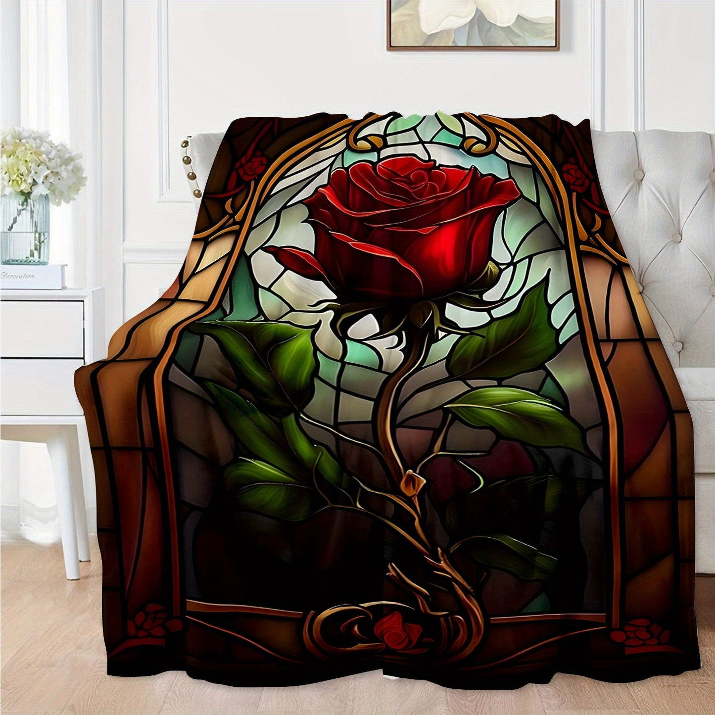 Cozy up with the 1pc Cozy Contemporary Style Red Rose Throw Blanket. This soft and warm blanket is made of flannel fleece, perfect for using on your sofa, in the office, on your bed, or while camping. It is an all-season multipurpose gift blanket with a