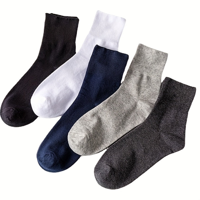 Men's Casual Plain Color Socks, Breathable Crew Socks for Spring/Autumn, EUR 39-50