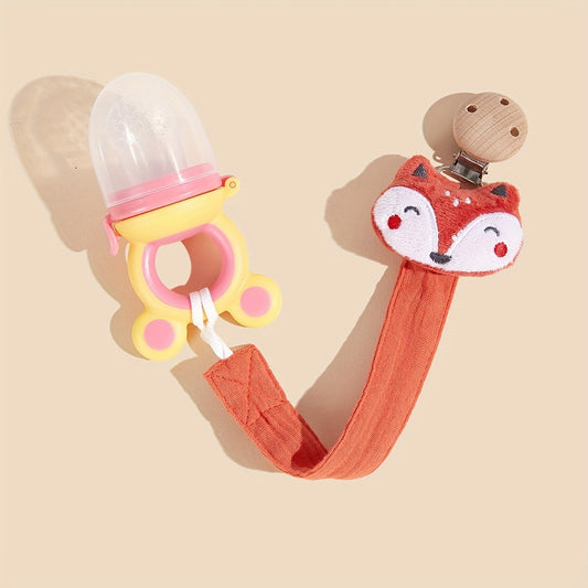 Handmade Wooden Clip Baby Teething Toy with Plush Elephant Design, Cotton Fabric Pacifier Holder, Cartoon Toy Ideal for Baby Boy or Girl - Perfect Baby Gift.