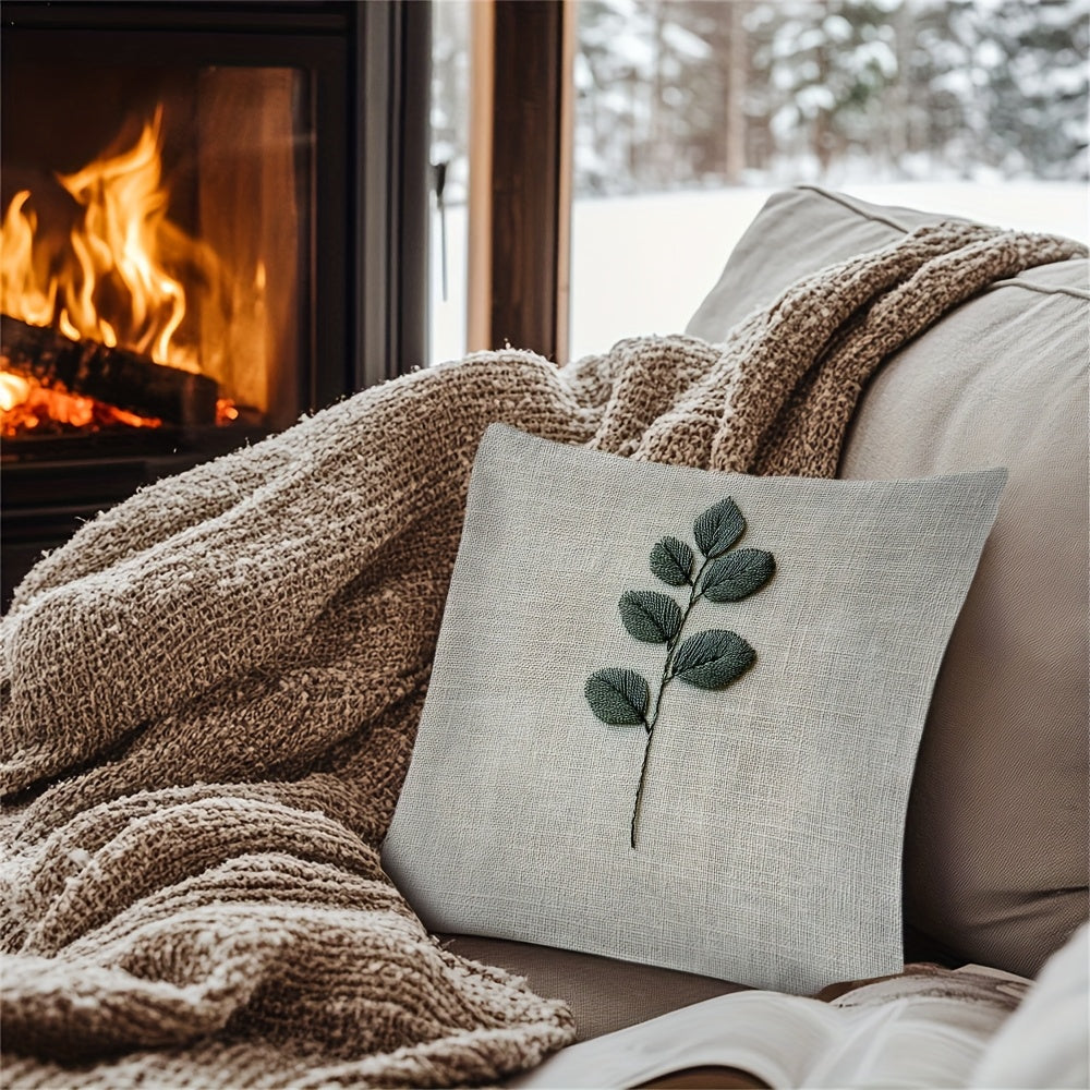 Get the Retro Leaves Embroidered Pillow Cover made with soft short plush polyester material for a luxurious feel. This square zippered cushion case features a double-sided design, making it perfect for home, office, and outdoor decor. Plus, it's easy to