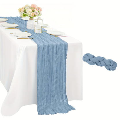 Stylish Boho Cheesecloth Table Runner - 1pc, Semi-Sheer Polyester, Ideal for Special Occasions