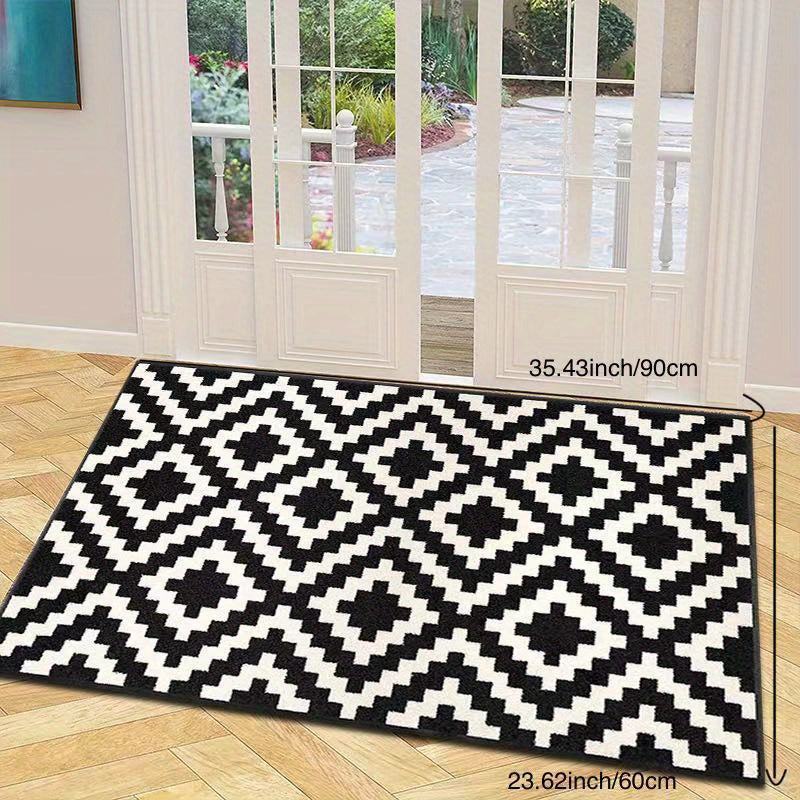 Plaid Doormat with Stain-Resistant Features - Absorbent and Non-Slip Rug for Entryways with Velvet Backing, Printed Design, Resistant to Dirt