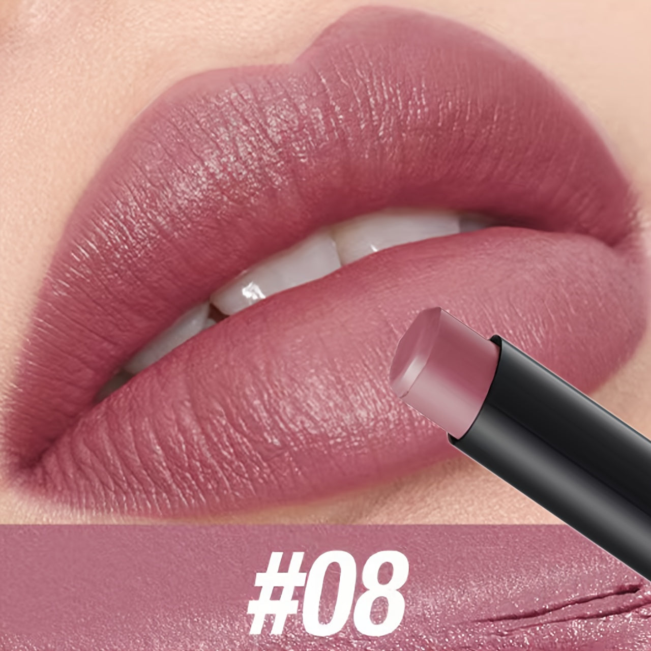 This matte lipstick has an angled tip, comes in a single stick, is long-lasting, moisturizing, and available in 8 shades.