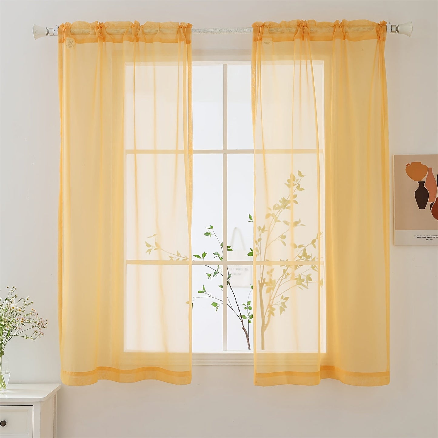 [Top Pick] Add a touch of elegance to your home with these stylish terylene gauze curtains. The two-piece set features a semi-transparent design in a plain color, perfect for creating a breathable and lightweight atmosphere in any room. Hang them with