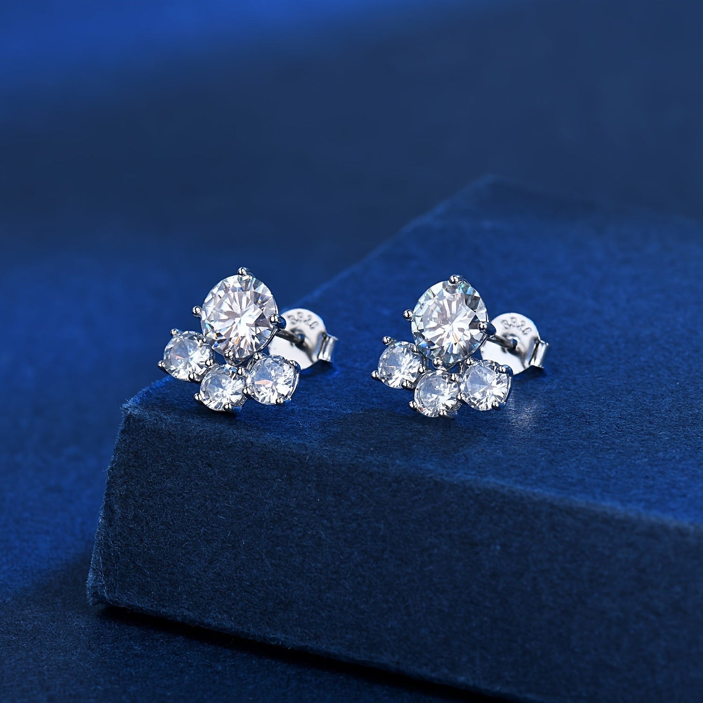 925 Silver Stud Earrings with 2-carat Mozambique Stone for Women, Weighing 2.5g. Perfect for Couples, Weddings, Engagements, Birthdays, and Anniversaries. Comes with Gift Box.