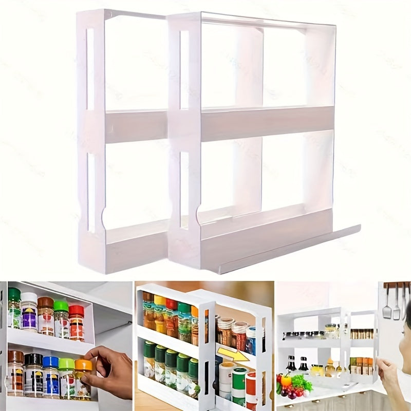 Multi-functional Rotating Wardrobe with 1 Piece, Dual Layer Seasoning Tray, Conveniently Organized for Kitchen Use